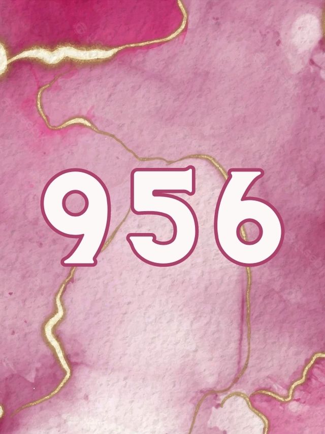 numéro 956 sur fond rose abstrait