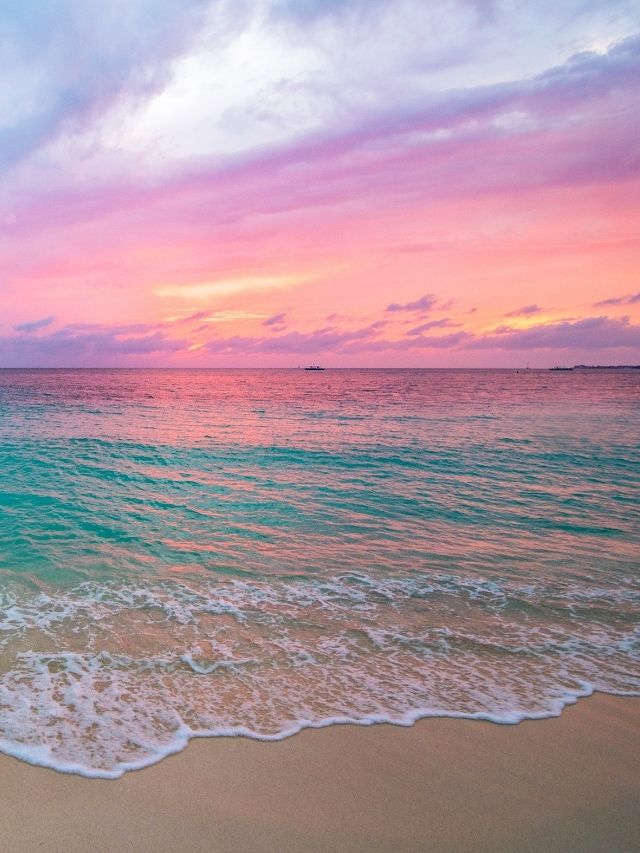 coucher de soleil rose à la plage